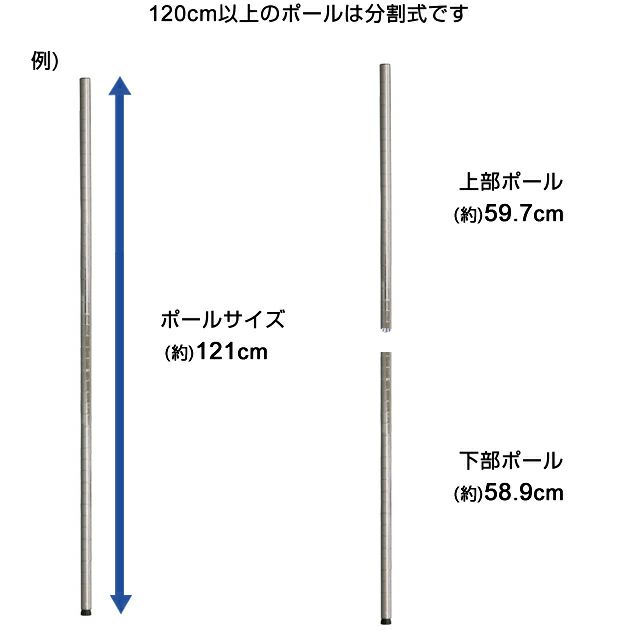 基本ポール 長さ32cm ポール径25mm ルミナス スチールラック パーツ