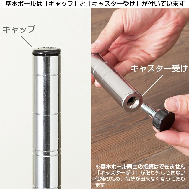基本ポール 長さ90.5cm ポール径25mm ルミナス スチールラック