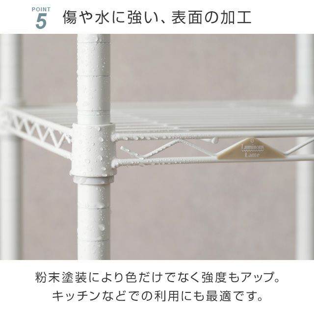 スチールラック 幅80cm 5段 ルミナスラテ オープンラック ホワイト 幅