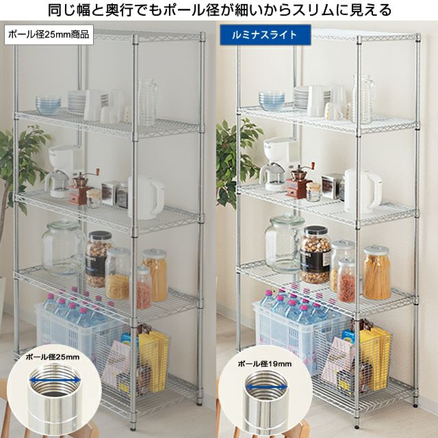 スチールラック 幅75cm 4段 ルミナスブラック 幅74.5×奥行34.5