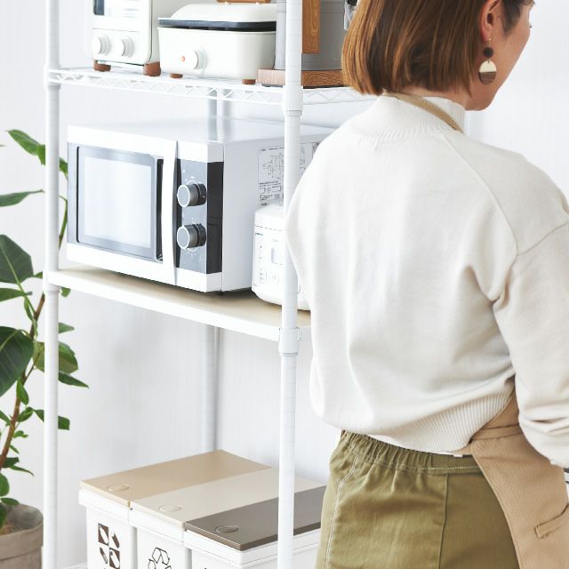 キッチンラック 幅80cm 3段 ルミナスラテ スチールラック ゴミ箱上幅81