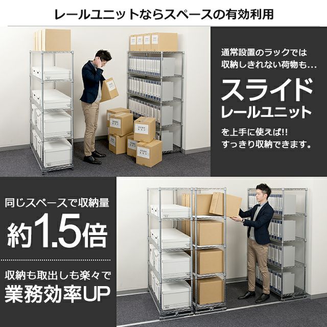ラック用台車 奥行46cm対応 スライドレールユニット ルミナス