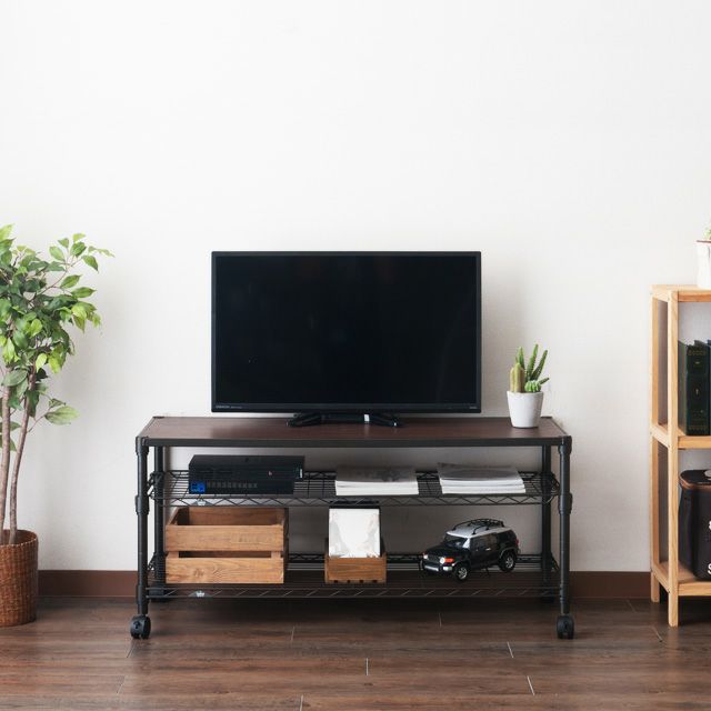 テレビ台 幅110cm 3段 ルミナスノワール 幅111×奥行41×高さ52cm NO1152  