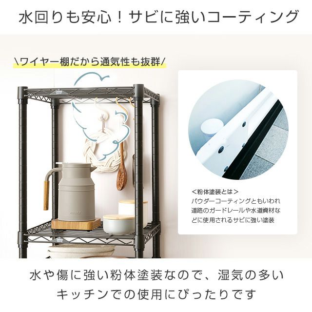 【美品・ソフトクローズ付き】キッチンラック 幅128.5cm 高さ205cm キッチンラック 幅40cm ルミナスノワール スチールラック 幅41