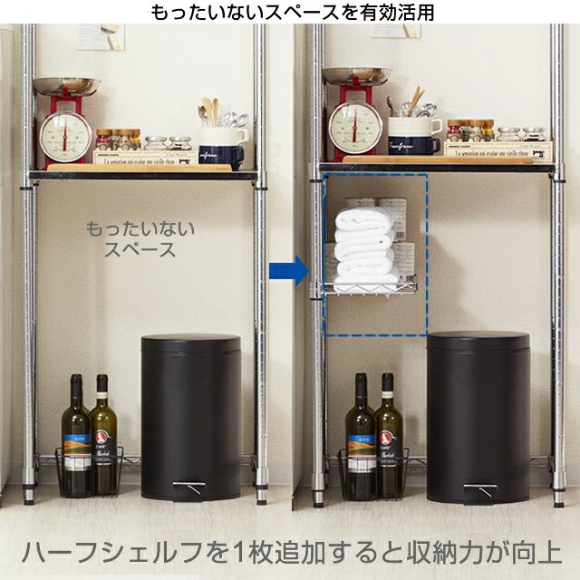 スチールハーフシェルフ 幅46×奥行25cm ルミナスレギュラー スチール