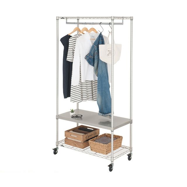 ルミナス メタルラック スチールラック　ハンガーラック付 メタルウッドラックのハンガーラック METAL＆WOOD RACK