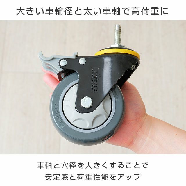 ウレタンキャスター ルミナス スチールラック ポール径25mm用