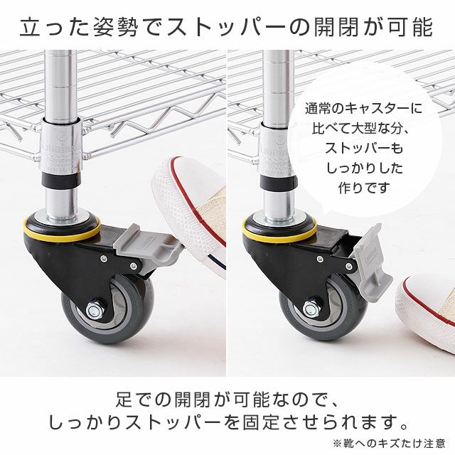 打ち込み式ウレタンキャスター ルミナス スチールラック ポール径25mm 