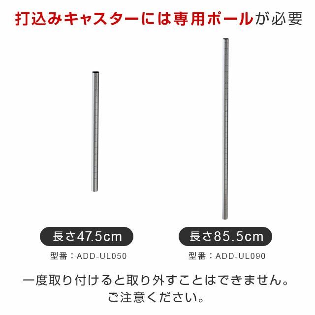 打ち込み式ウレタンキャスター ルミナス スチールラック ポール