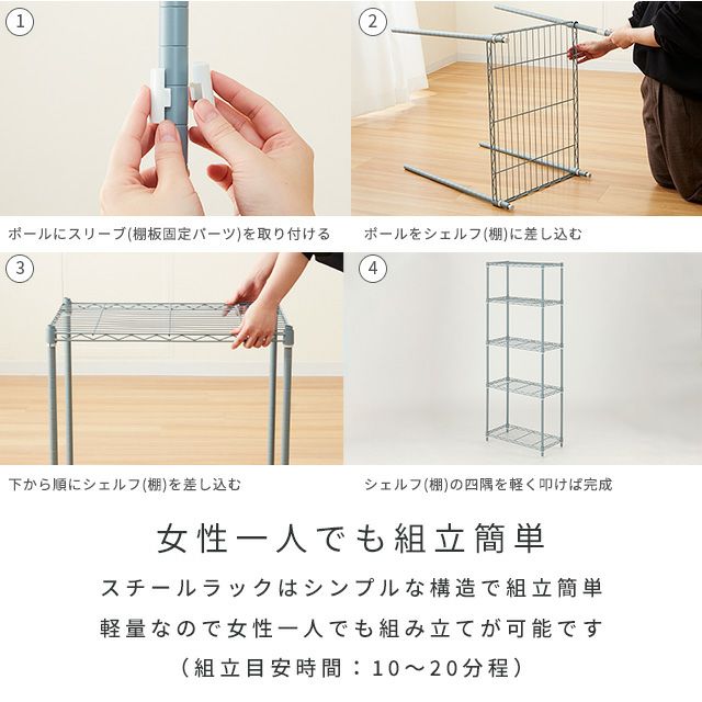 スチールラック 幅75cm 5段 ルミナスカラー 幅74.5×奥行29.5×高さ151.5