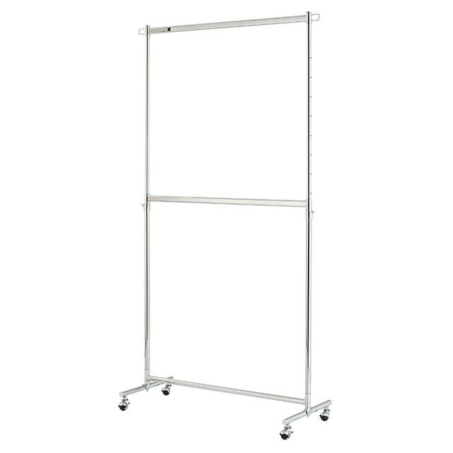 ハンガーラック 上下2段タイプ 伸縮式 幅100cm 幅100.5cm×奥行41.5cm