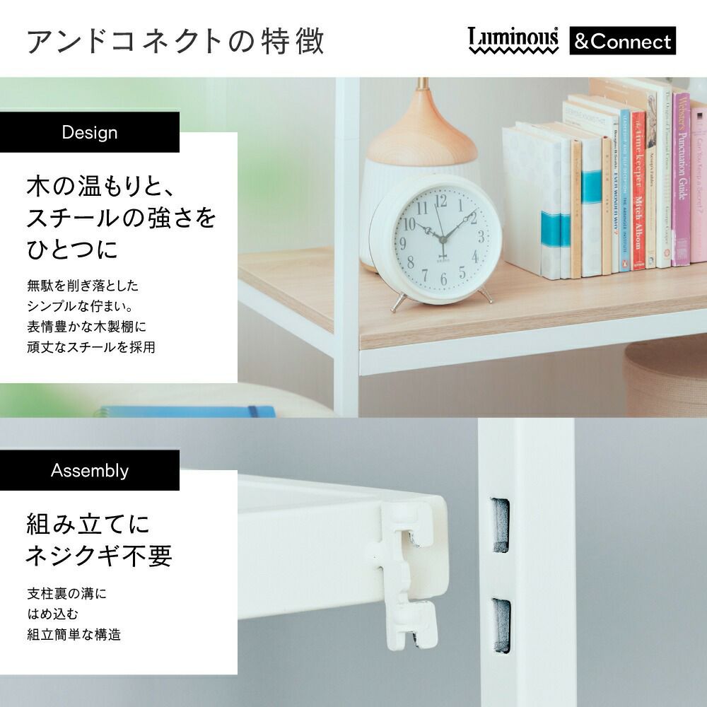 ウッドシェルフ 幅75×奥行38.5cm アンドコネクト オープンラック 棚 幅