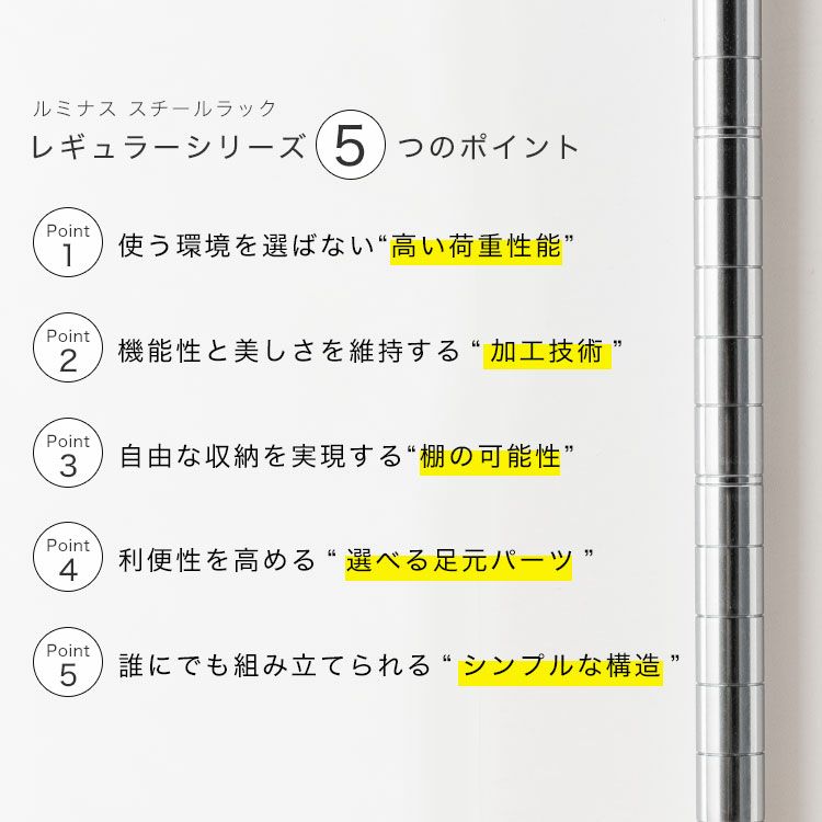 スチールラック 幅180cm 3段 ルミナスレギュラー 幅182.5×奥行46×高さ