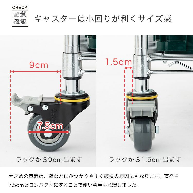ワゴンラック 幅90cm 5段 スチールラック カートワゴン ルミナス