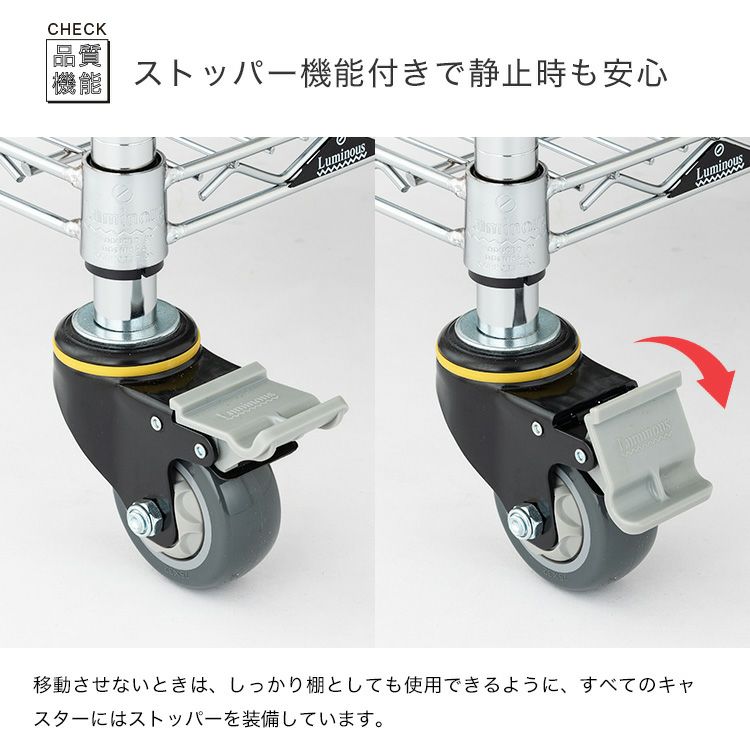 ワゴンラック 幅60cm 3段 スチールラック カートワゴン ルミナス