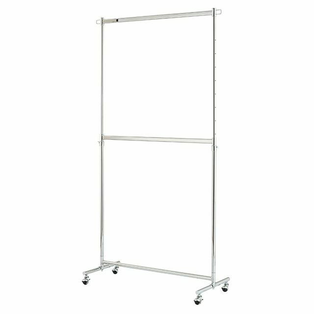 ハンガーラック 上下2段タイプ 伸縮式 幅100cm 幅100.5cm×奥行41.5cm